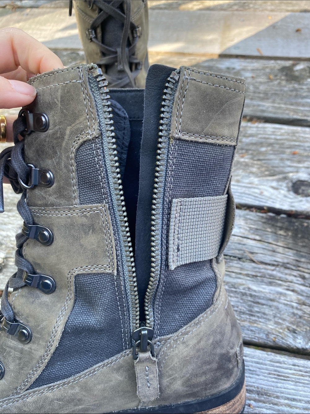 Sorel Emelie Conquest Waterproof Boot Quarry Women's Size 9 Side Zip Olive Green - Picture 6 of 10